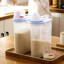 1 recipiente para armazenamento de alimentos com arroz e grãos, copo medidor,