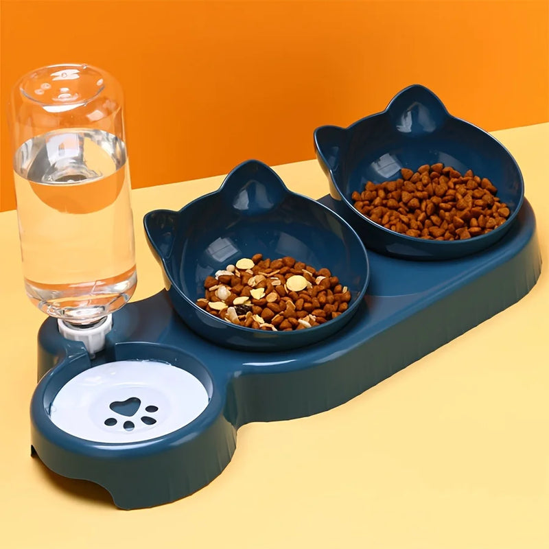 Tigelas para animais de estimação com alimentador de água, design 3 em 1 com Orelhas