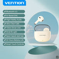 Vention Bluetooth 5.3 Fones de ouvido sem fio Headset TWS HiFi Estéreo Esportivo com microfone Fone de ouvido de baixa latência Controle de toque