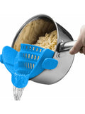 1 peça de escorredor de silicone ajustável com clipe para potes, panelas e tigelas - escorredor portátil para macarrão e massas