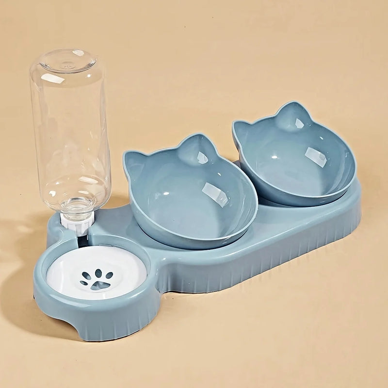 Tigelas para animais de estimação com alimentador de água, design 3 em 1 com Orelhas
