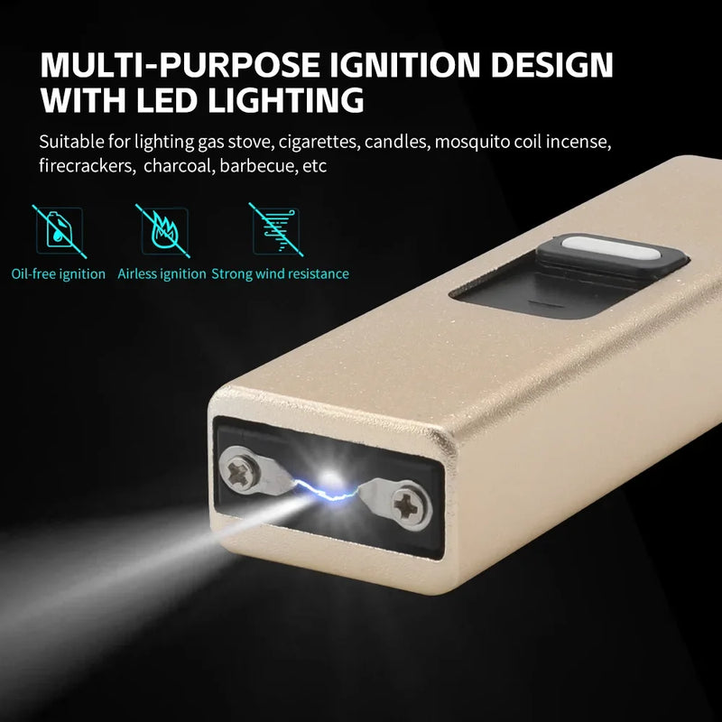 Isqueiro portátil de arco único de pulso sem chama, plasma, USB, recarregável,