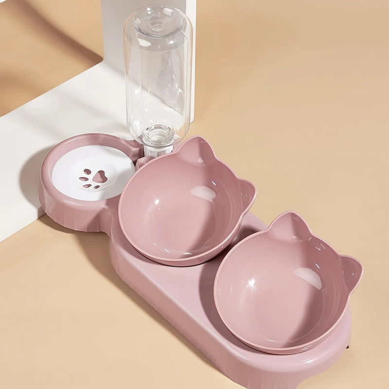 Tigelas para animais de estimação com alimentador de água, design 3 em 1 com Orelhas