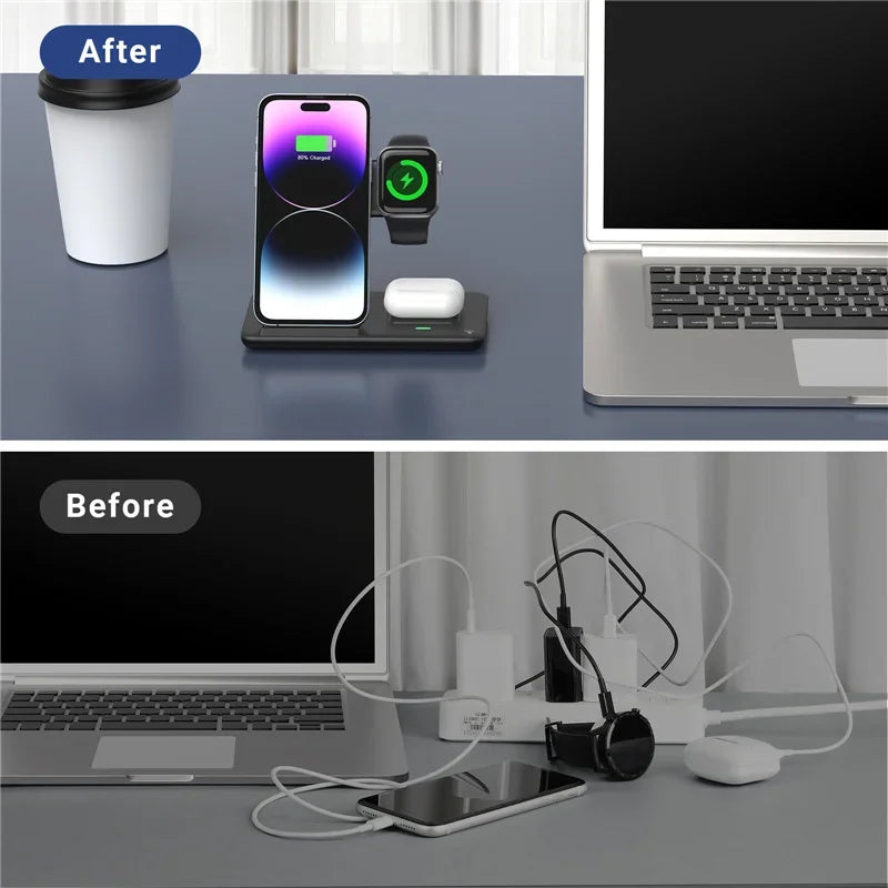 Suporte para carregador sem fio 3 em 1, suporte para celular
