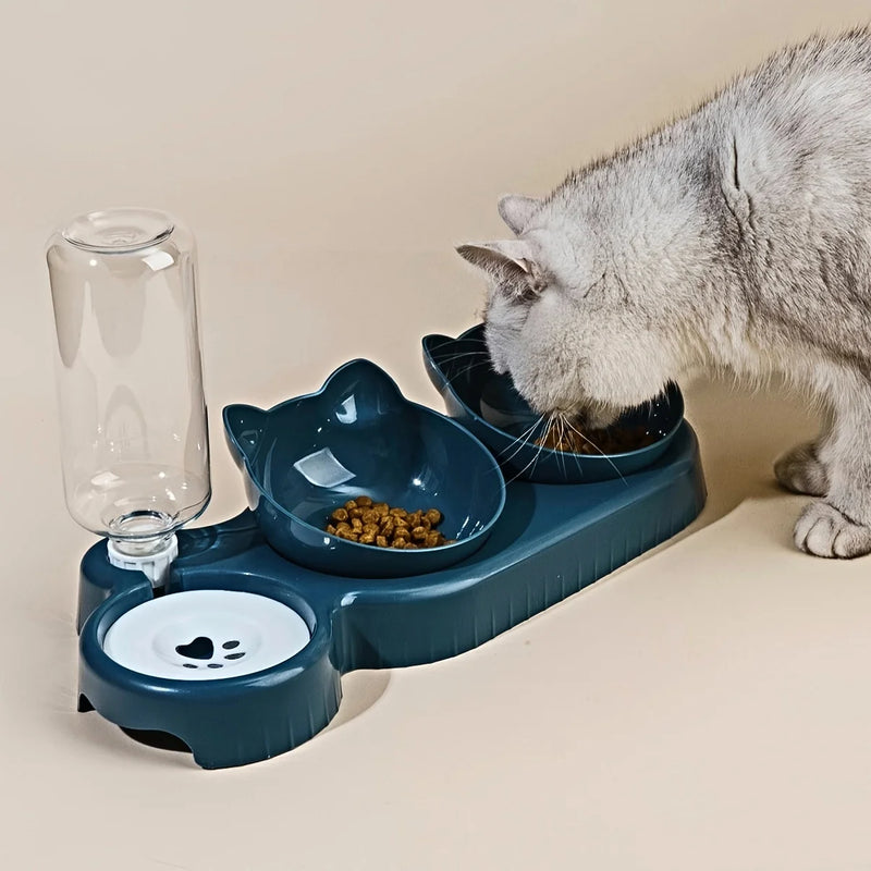 Tigelas para animais de estimação com alimentador de água, design 3 em 1 com Orelhas