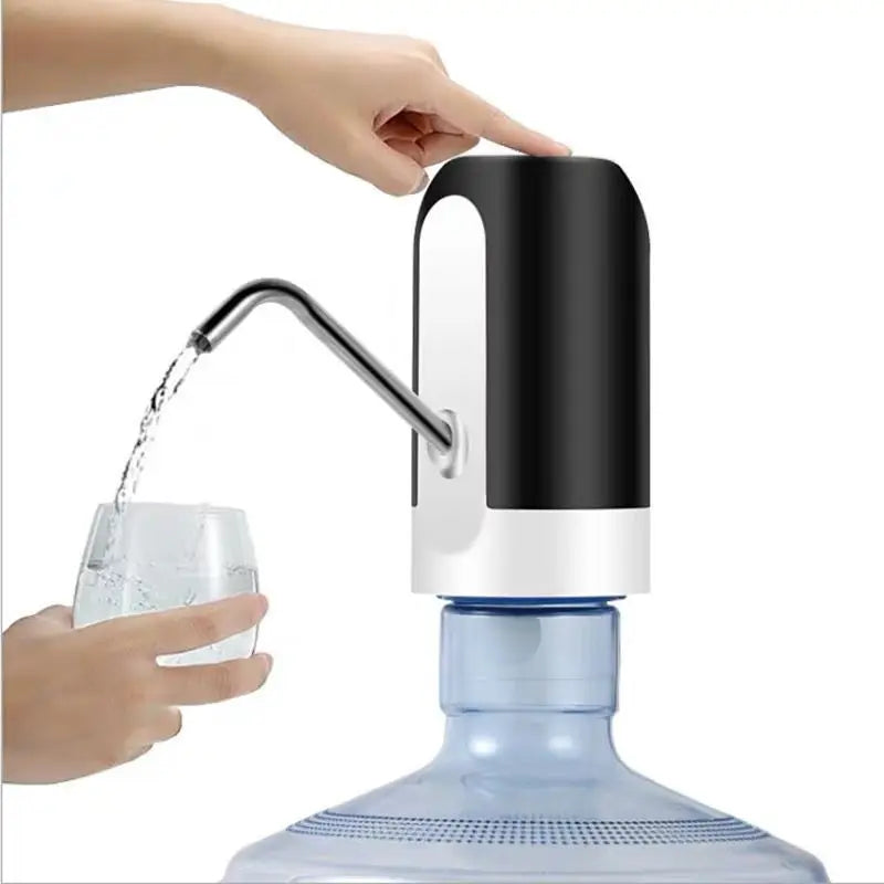 Bomba para garrafão de água branca/preta, carregamento USB,