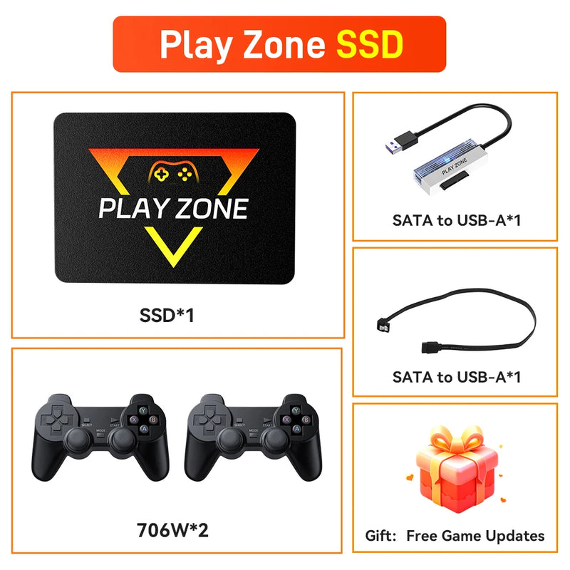 PlayZone Emulador de Consoles de 1 TB SSD Portátil para Jogos Retro para PS5/PS4/PS3/Xbox/Switch/WII/WIIU