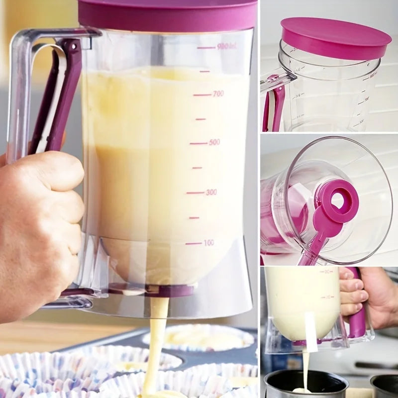 1 peça 900ml dispensador de massa manual graduado funil dispensador de massa para panquecas cupcakes bolo