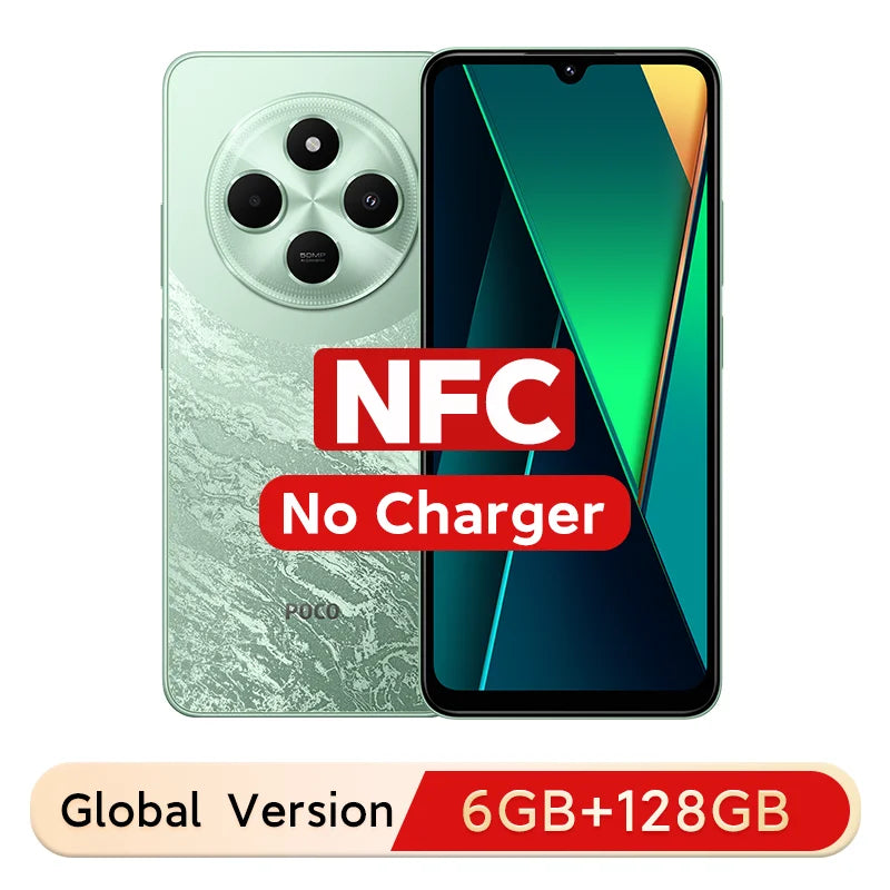 Estreia mundial Versão global POCO C75 6.88\'\' Tela de 120 Hz Helio G81-Ultra Câmera de 50 MP Bateria enorme de 5160 mAh Suporte NFC